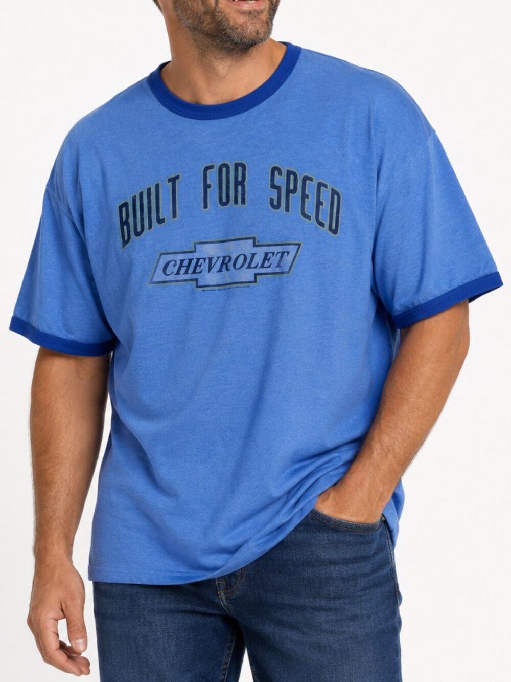 Chevrolet Built For Speed Graphic T Shirt Mens XXL Blue Racing Automotive Tee